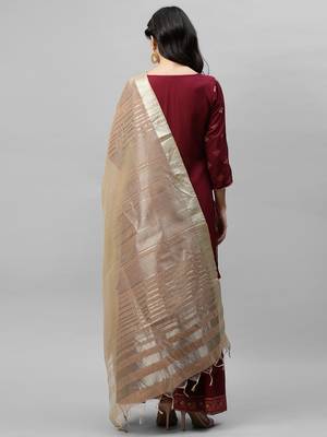 Indo Era Magenta Foil Printed Straight Kurta Palazzo with Dupatta Sets 2