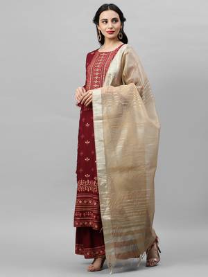 Indo Era Magenta Foil Printed Straight Kurta Palazzo with Dupatta Sets 3