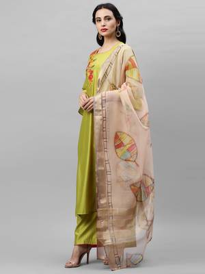 Indo Era Green Embroidered Kurta Palazzo with Dupatta Sets 3