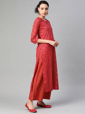 Indo Era Foil Printed Straight Kurta with Palazzo Dupatta Set 3
