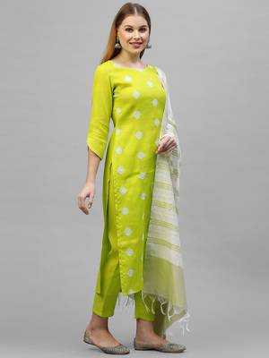 Indo Era Yellow Embroidered Straight Kurta Trouser With Dupatta Set 4