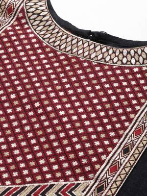 Indo Era Black Solid Straight Kurta Palazzo With Dupatta Sets 5