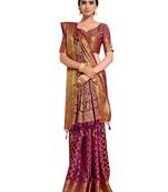 Purple woven art silk saree with blouse