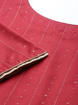 Indo Era Maroon Embroidered Straight Kurta Palazzo With Dupatta Set 5