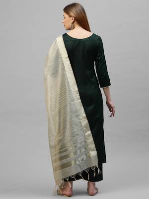 Indo Era Green Embroidered Straight Kurta Palazzo With Dupatta Set 2