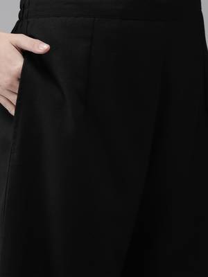 Indo Era Black Solid Straight Kurta Palazzo With Dupatta Sets 5