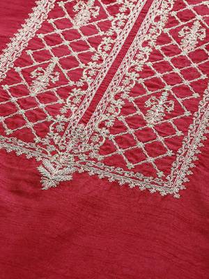 Indo Era Maroon Embroidered Straight Kurta Palazzo With Dupatta Set 5