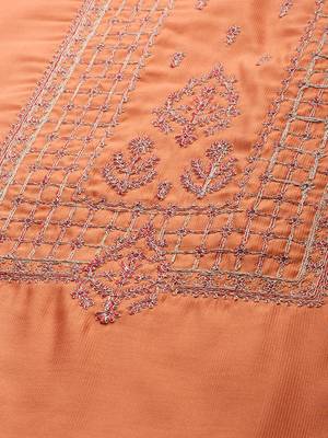 Indo Era Orange Embroidered Straight Kurta Palazzo With Dupatta Set 5