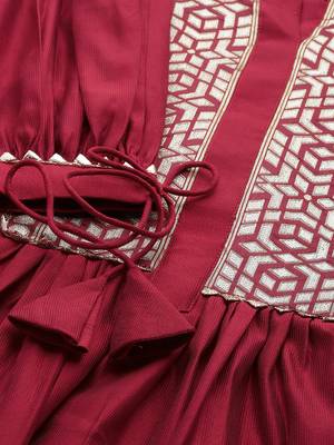 Indo Era Red Solid Straight Kurta Trouser Set 5