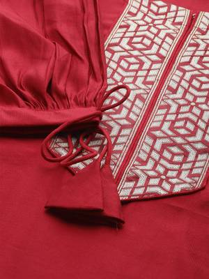 Indo Era Red Solid Straight Kurta Trouser Set 5