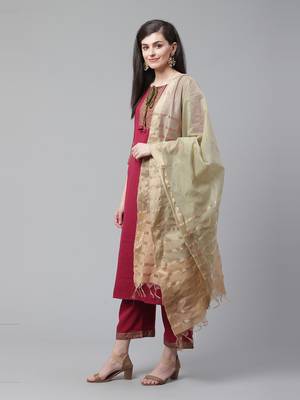Indo Era Magenta Solid Straight Kurta with Palazzo Sets 3