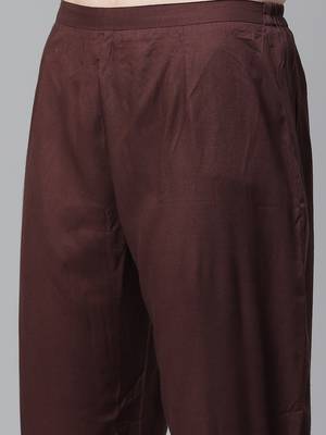 Indo Era Brown Foil Printed A-Line Kurta Pant with Dupatta Set 3