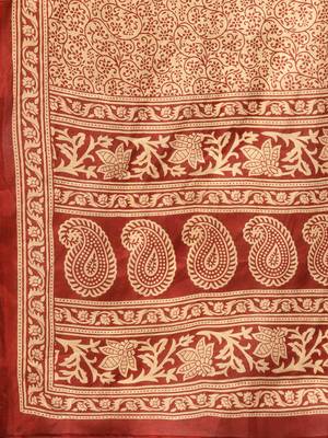 Indo Era Maroon Floral Printed Anghrakha Style A-Line Kurta with Palazzo Set with Dupatta 4