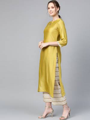 Indo Era Solid Straight Kurta with Palazzo Dupatta Set 3