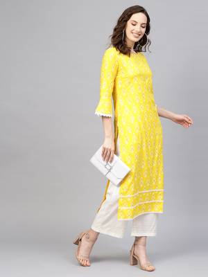 Indo Era Foil Printed Straight Kurta with Palazzo Set 1