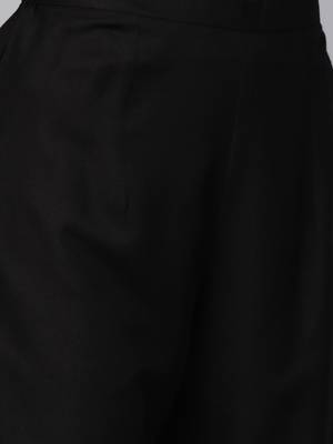 Indo Era Black Foil Floral Printed Straight Kurta Palazzo with Dupatta Set 3