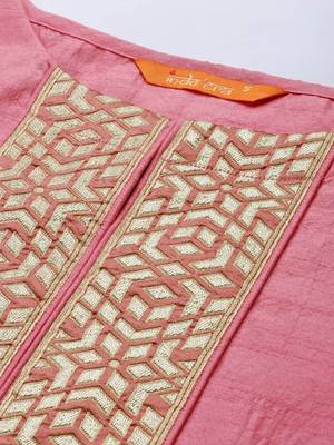 Indo Era Pink Solid Straight Kurta Trouser Set 5