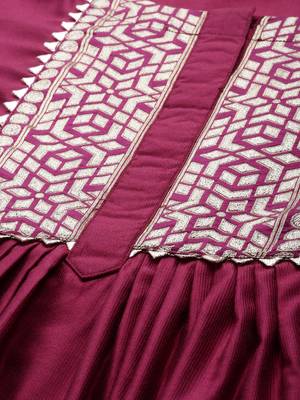 Indo Era Wine Solid A-line Kurta Trouser Set 5