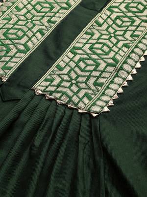 Indo Era Green Solid A-line Kurta Trouser Set 5