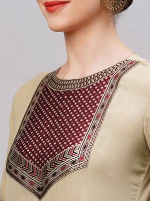 Indo Era Beige Solid Straight Kurta Palazzo with Dupatta Set 5