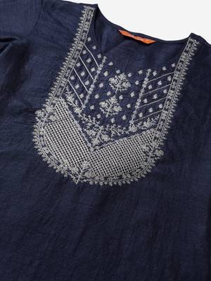 Indo Era Navy Blue Embroidered Straight Kurta with Palazzo Sets 5