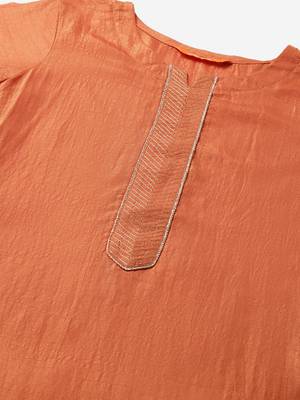 Indo Era Orange Solid Straight Kurta Palazzo with Dupatta Sets 5