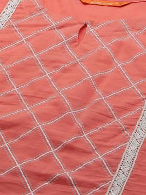 Indo Era Peach Khari Printed Straight Kurta Palazzo with Dupatta Sets 5