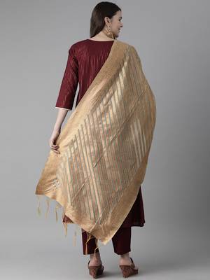 Indo Era Wine Foil Printed Straight Kurta Trouser With Dupatta Set 2