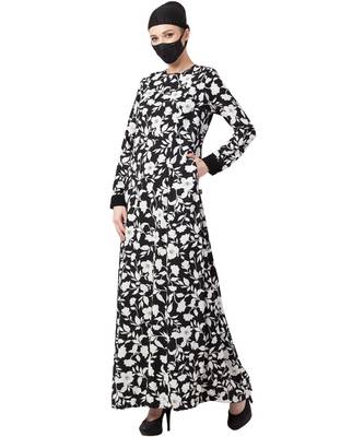 Black & White Printed Dress Abaya Dress 2