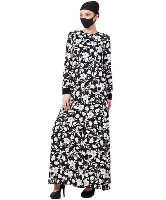 Black & White Printed Dress Abaya Dress 4