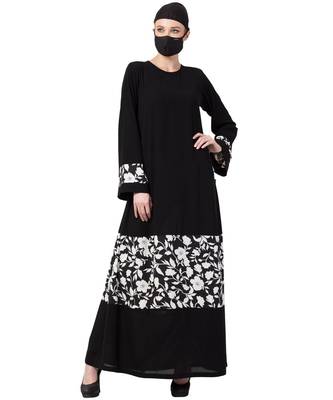 Black Dress With Inserted Panel Abaya Dress 1
