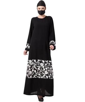 Black Dress With Inserted Panel Abaya Dress 2