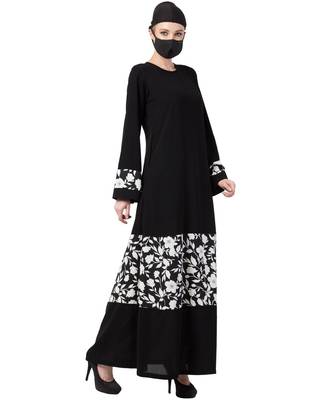 Black Dress With Inserted Panel Abaya Dress 4