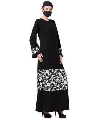 Black Dress With Inserted Panel Abaya Dress 5