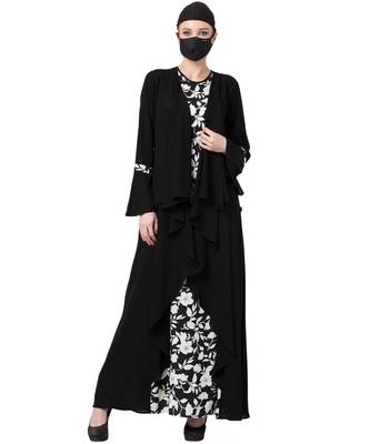 Falling Shrug Dress In Black & White Abaya Dress 1