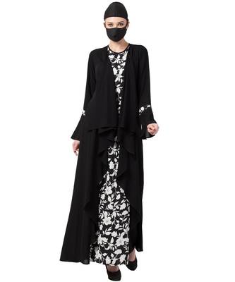 Falling Shrug Dress In Black & White Abaya Dress 2