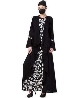 Falling Shrug Dress In Black & White Abaya Dress 3