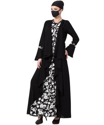 Falling Shrug Dress In Black & White Abaya Dress 4