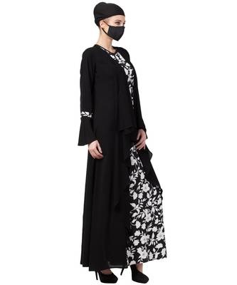 Falling Shrug Dress In Black & White Abaya Dress 5