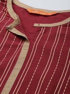 Indo Era Maroon Foil Printed Kurta Trouser With Dupatta Set 5