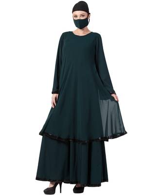 Layered Gown Dress With Belt & Hijab Abaya Dress 2