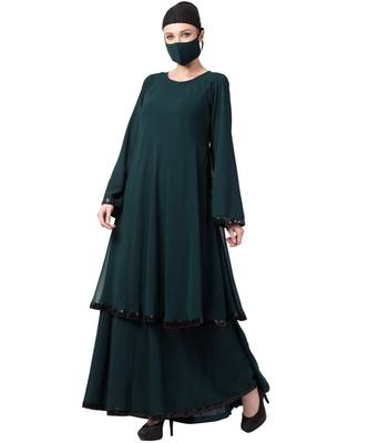 Layered Gown Dress With Belt & Hijab Abaya Dress 5
