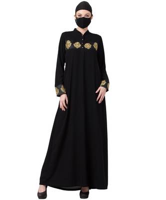 Modest Dress With Golden Motifs Abaya Dress 1