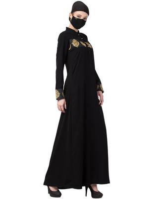 Modest Dress With Golden Motifs Abaya Dress 5