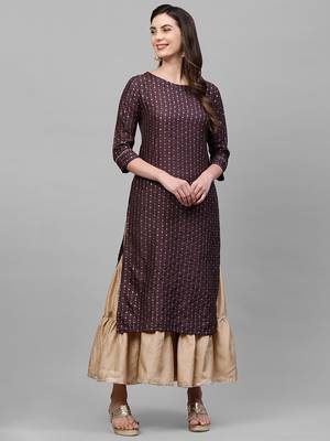 Indo Era Purple Embroidered Straight Kurta Sarara Set 1