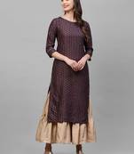 Indo Era Purple Embroidered Straight Kurta Sarara Set