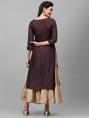 Indo Era Purple Embroidered Straight Kurta Sarara Set 2