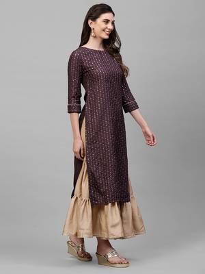 Indo Era Purple Embroidered Straight Kurta Sarara Set 3