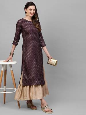 Indo Era Purple Embroidered Straight Kurta Sarara Set 4
