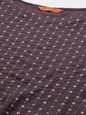 Indo Era Purple Embroidered Straight Kurta Sarara Set 5